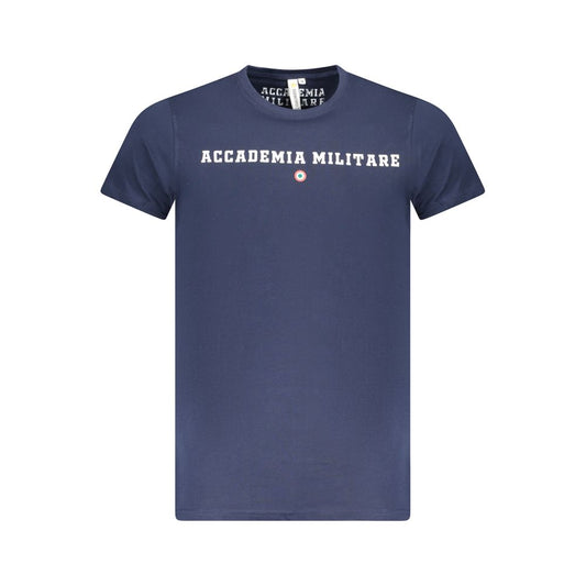 Polo Shirt by Accademia Militare for men in cotton blue & print presents a sleek silhouette, featuring a refined crew neckline and for a sleek finish.