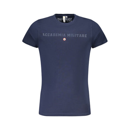 T-Shirt by Accademia Militare for men in cotton blue & print showcases a chic silhouette, artfully detailed with a chic crew neckline and short-sleeve for a chic finish.