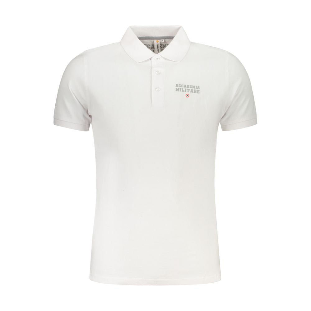 Polo Shirt by Accademia Militare for men in cotton white, signature & print features a eye catching silhouette, showcasing a refined and short-sleeve for a eye catching finish.