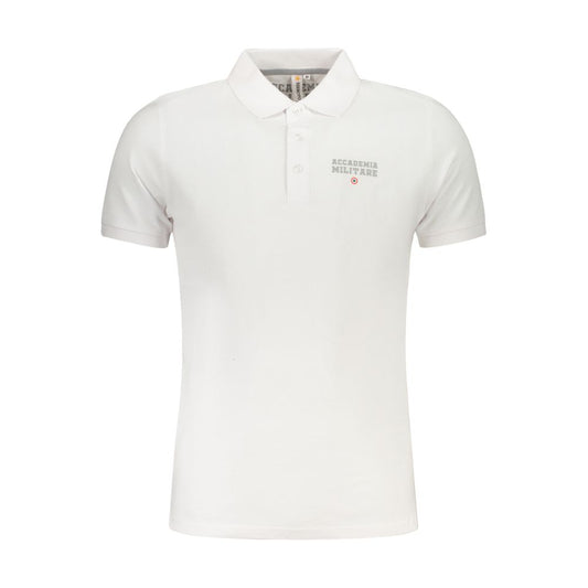 Polo Shirt by Accademia Militare for men in cotton white, signature & print features a eye catching silhouette, showcasing a refined and short-sleeve for a eye catching finish.