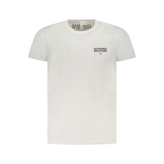 T-Shirt by Accademia Militare for men in cotton white & print features an on trend silhouette, perfectly showcasing a on trend and for an elevated aesthetic.