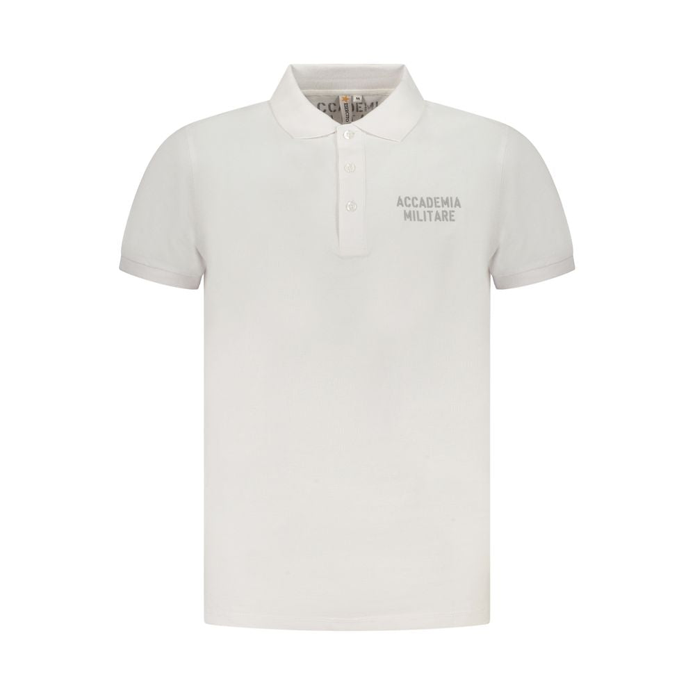 Polo Shirt by Accademia Militare for men in cotton white & print presents a distinguished silhouette, showcasing a sophisticated and distinguished short-sleeve for a truly distinguished finish.
