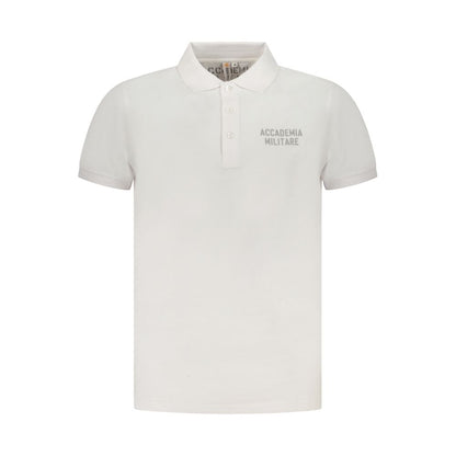 Polo Shirt by Accademia Militare for men in cotton white & print presents a distinguished silhouette, showcasing a sophisticated and distinguished short-sleeve for a truly distinguished finish.