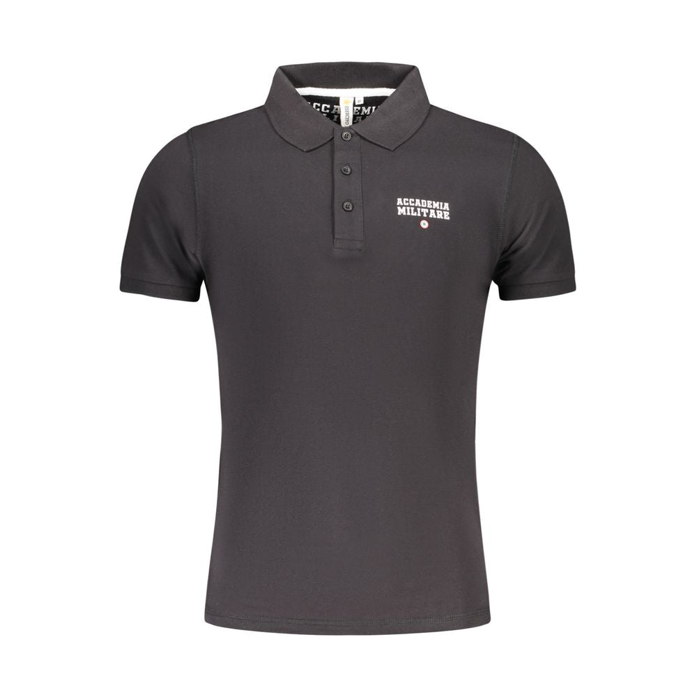 Polo Shirt by Accademia Militare for men in cotton black & print presents a distinguished silhouette, showcasing a sophisticated and distinguished short-sleeve for a truly distinguished finish.