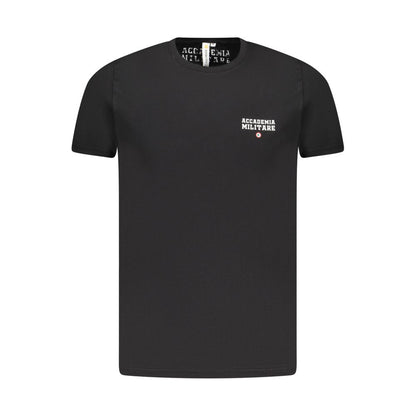 T-Shirt by Accademia Militare for men in cotton black & print showcases a fashionable silhouette, elegantly detailed with a fashionable short-sleeve and crew neckline for a sophisticated, high-fashion look.