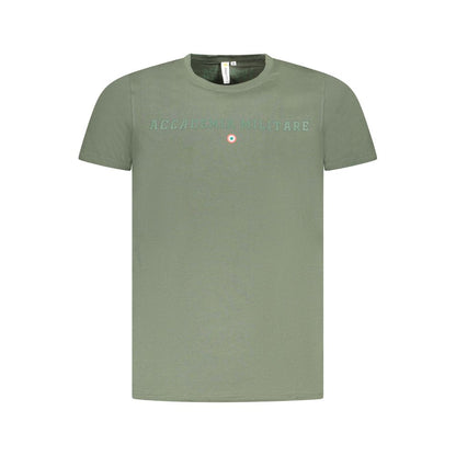 T-Shirt by Accademia Militare for men in cotton green & print showcases a fashionable silhouette, elegantly detailed with a fashionable short-sleeve and crew neckline for a sophisticated, high-fashion look.