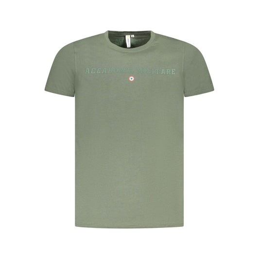 T-Shirt by Accademia Militare for men in cotton green & print showcases a fashionable silhouette, elegantly detailed with a fashionable short-sleeve and crew neckline for a sophisticated, high-fashion look.