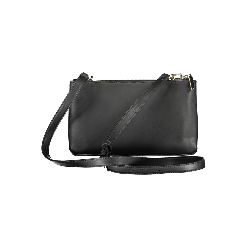 Shoulder Clutch Handbag by Calvin Klein for women in polyester faux leather black features a ornamental silhouette, showcasing a secure snap & zipper, ample built-in-compartments, and ornamental shoulder-strap & adjustable-strap for a sophisticated look.