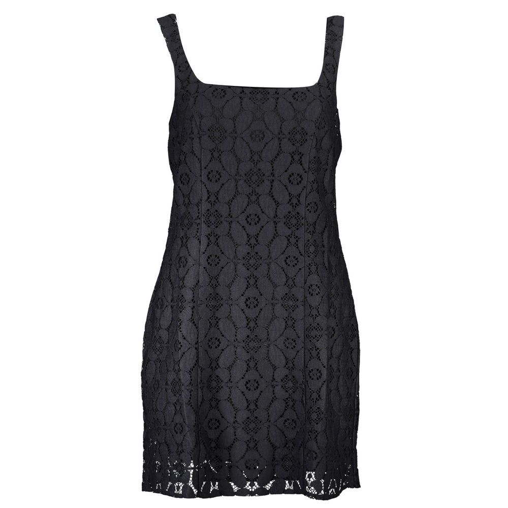 Dress by Desigual for women in polyester black showcases a striking silhouette, elegantly detailed with a sleeveless, refined square neckline, and a striking for a striking finish.