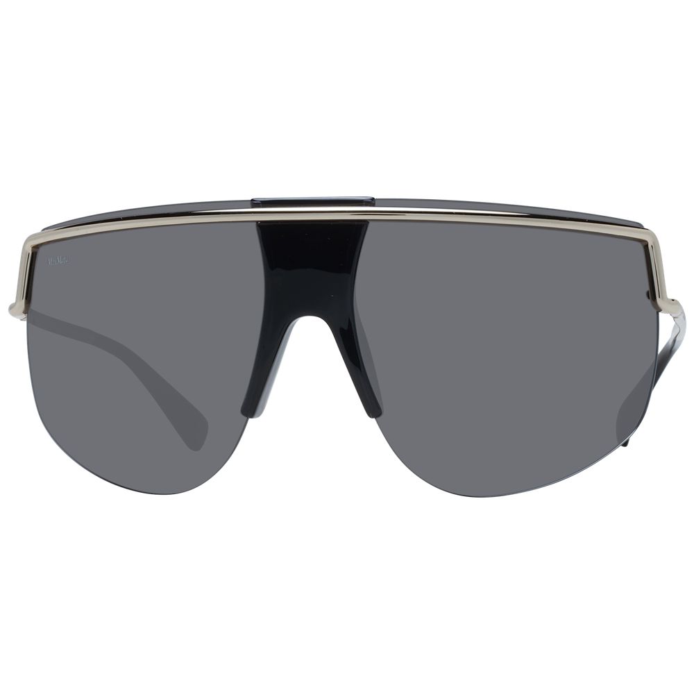 Sunglasses by Max Mara for women in metal and gold presents a sumptuous silhouette, featuring gold coloured frame and aviator half-rim frame design with non-polarized category-3-dark-tint lens for a sumptuous look.