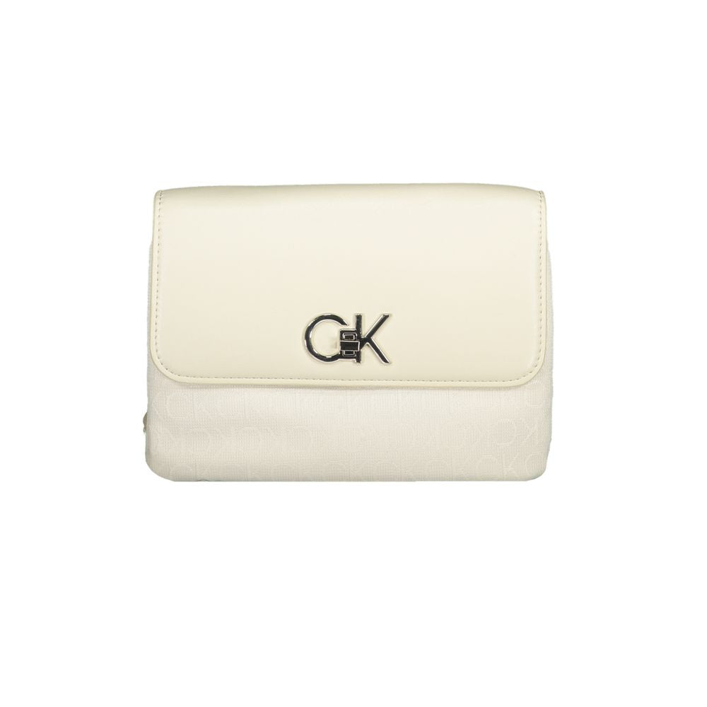 Crossbody Convertible Handbag by Calvin Klein for women in polyester beige features an exquisite silhouette, showcasing a secure , ample built-in-compartments & cardholder, and versatile crossbody-strap, adjustable-strap & handle for exquisite style.