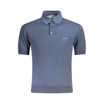 Sweater by Guess Jeans for men in cotton blue showcases a discreet silhouette, finished with a discreet and short-sleeve for a discreet look.