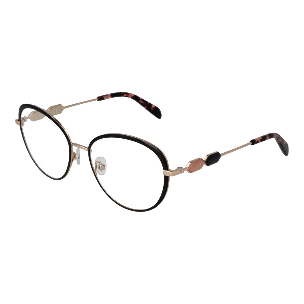 Eyeglasses Frames by Emilio Pucci for women in and black showcases an refined full-frame frame design featuring a sophisticated black coloured frame for an refined and refined aesthetic.