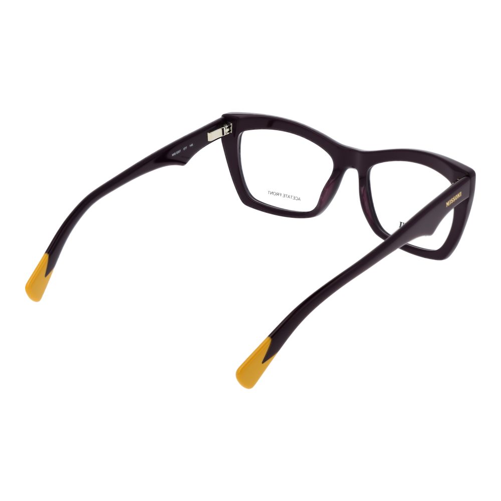 Eyeglasses Frames by Missoni for women in purple showcases a reflective silhouette, artfully incorporating a sophisticated purple coloured frame with a distinct full-frame frame design.