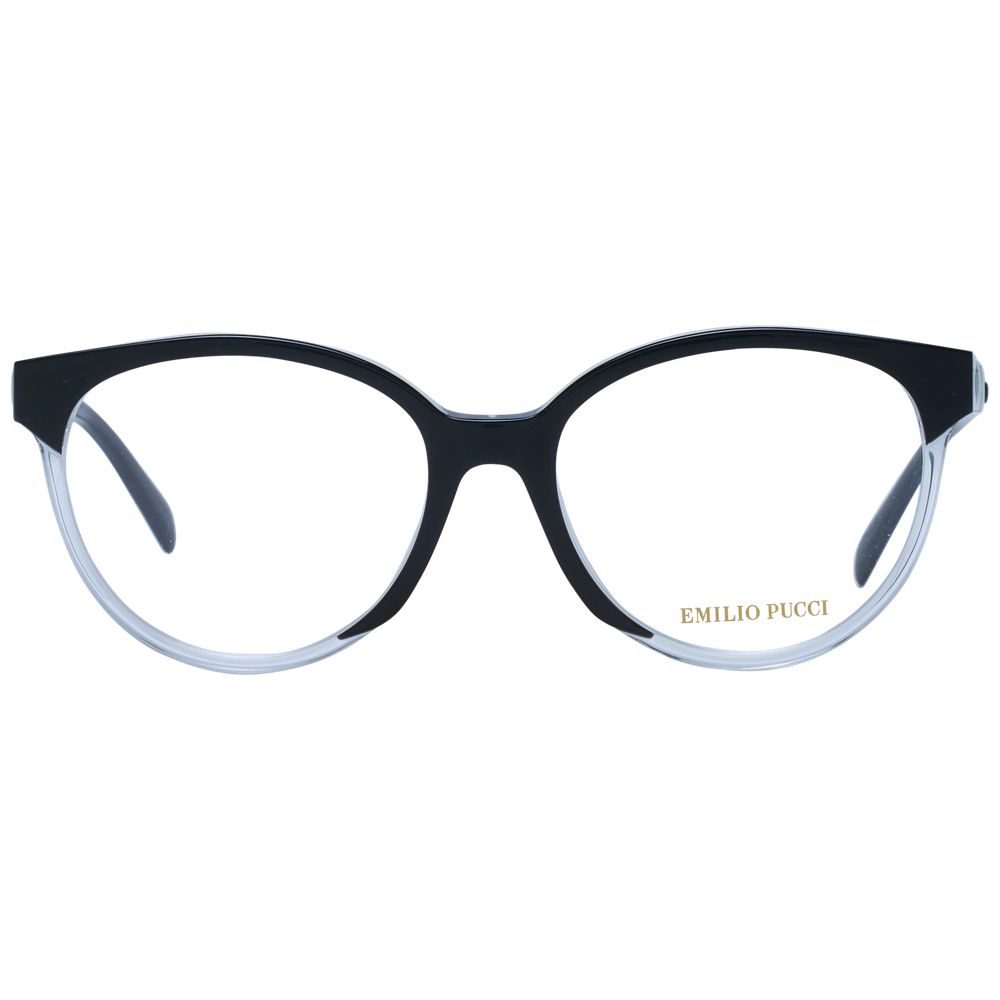 Eyeglasses Frames by Emilio Pucci for women in black features an refined silhouette, showcasing a sophisticated black coloured frame and refined full-frame frame design for a refined look.