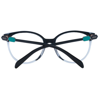 Eyeglasses Frames by Emilio Pucci for women in black showcases a refined full-frame frame design with a refined black coloured frame finish for a refined and sophisticated look.