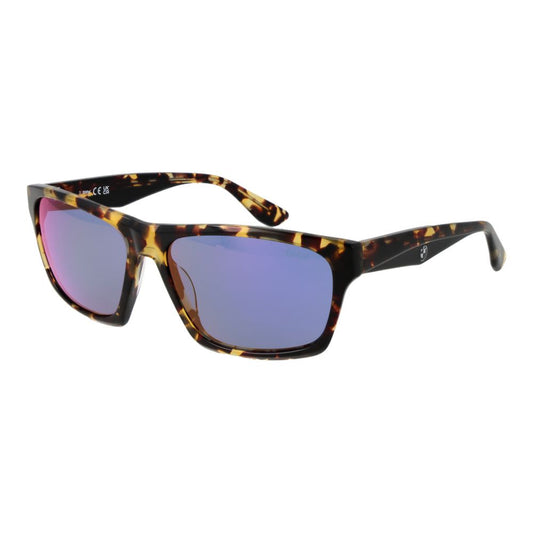 Sunglasses by BMW for men in plastic polyamide blue & brown showcases a ethereal silhouette, featuring brown coloured frame rectangle full-rim frame design with category-2-medium-tint mirrored lens for a ethereal finish.
