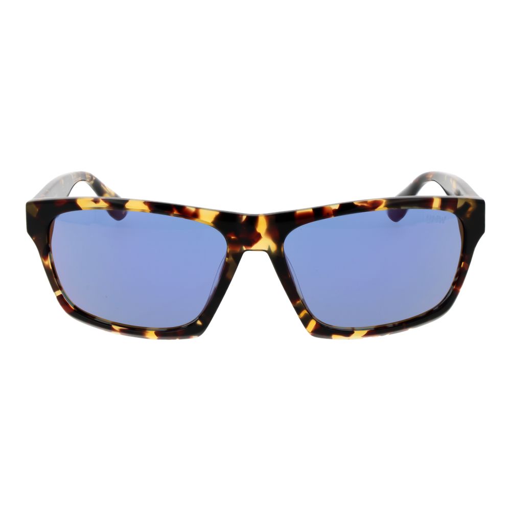 Sunglasses by BMW for men in plastic polyamide and blue & brown presents a sumptuous silhouette, featuring brown coloured frame and rectangle full-rim frame design with category-2-medium-tint mirrored lens for a sumptuous look.