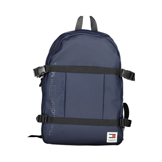 Backpack by Tommy Hilfiger for men in polyethylene blue features a stately Polyethylene Backpack design, showcasing a secure zipper, ample external-pockets, and versatile backpack-strap, adjustable-strap & handle for a stately finish.