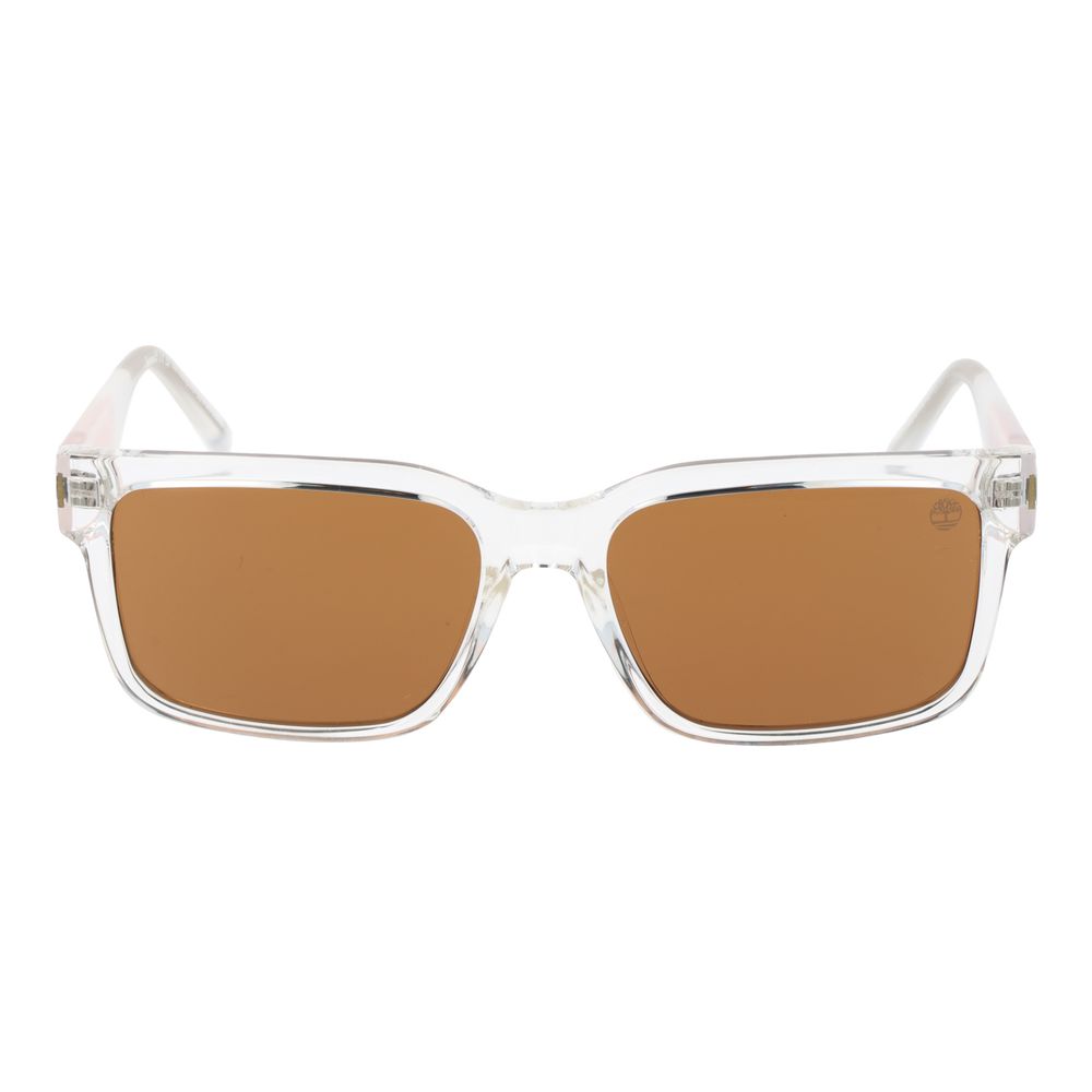 Sunglasses by Timberland for unisex in stainless steel transparent features an ethereal rectangle full-rim frame design with transparent coloured frame frames and non-polarized category-2-medium-tint lens for a ethereal finish.