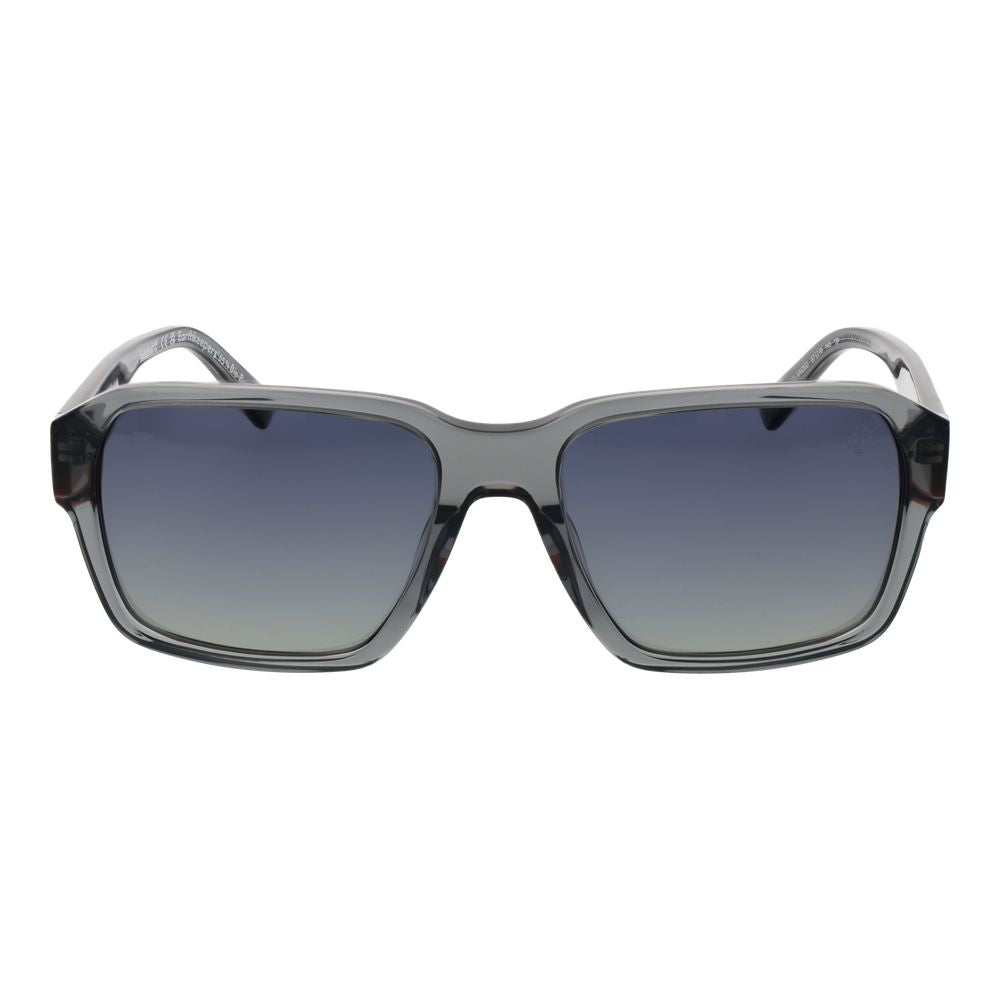 Sunglasses by Timberland for men in acetate and gray featuring an opulent rectangle full-rim frame design with a sophisticated gray coloured frame finish and high-performance polarized gradient category-3-dark-tint lens.