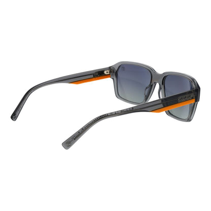 Sunglasses by Timberland for men in acetate gray showcases a ethereal silhouette, featuring gray coloured frame rectangle full-rim frame design with polarized gradient category-3-dark-tint lens for a ethereal finish.
