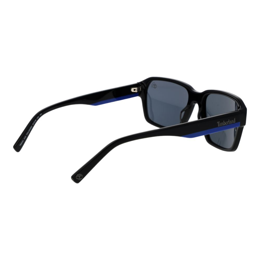 Sunglasses by Timberland for men in and black presents a sumptuous silhouette, featuring black coloured frame and full-rim square frame design with polarized category-3-dark-tint lens for a sumptuous look.