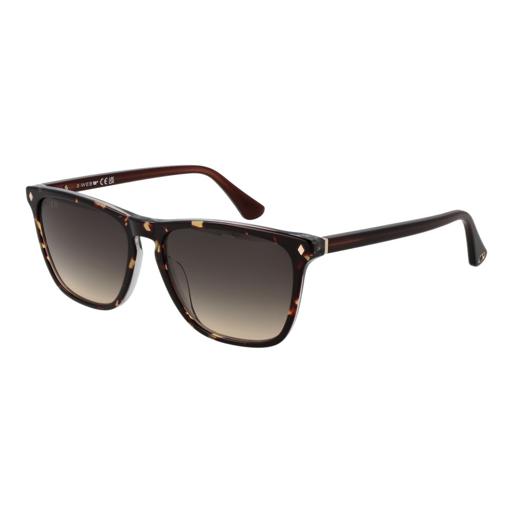 Sunglasses by Web for men in brown features an lustrous rectangle full-rim frame design with brown coloured frame detailing and gradient category-3-dark-tint lens for a lustrous aesthetic.