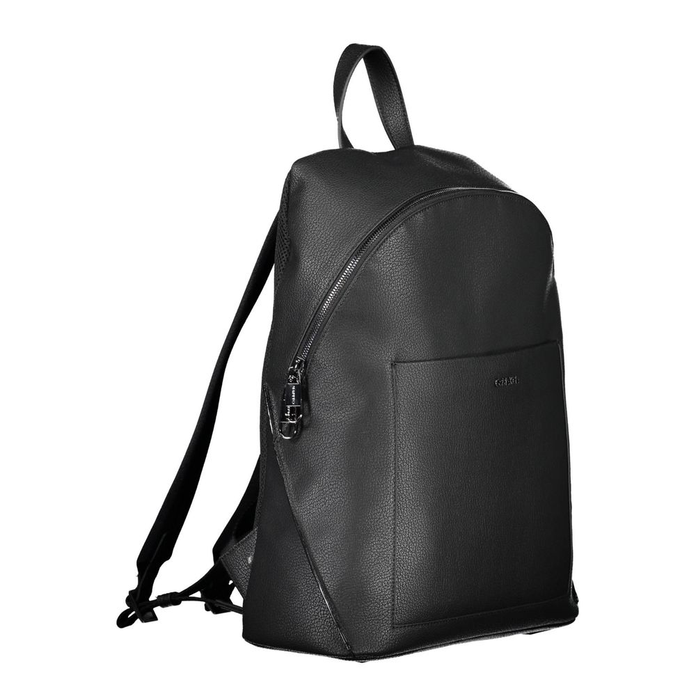 Backpack by Calvin Klein for men in polyester black presents a stately Polyester Backpack design, showcasing a secure zipper with ample external-pockets, internal-pockets & laptop-compartment and versatile backpack-strap, adjustable-strap & handle for a stately finish.