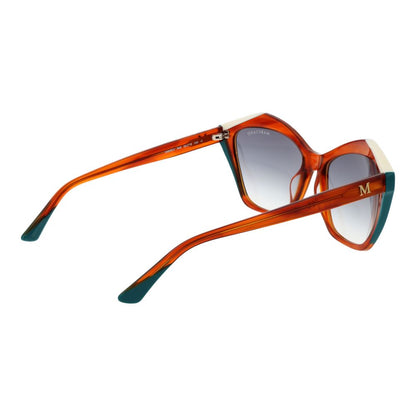Sunglasses by Marciano by Guess for women in acetate copper showcases a ethereal silhouette, featuring copper coloured frame full-rim frame design with gradient category-2-medium-tint lens for a ethereal finish.
