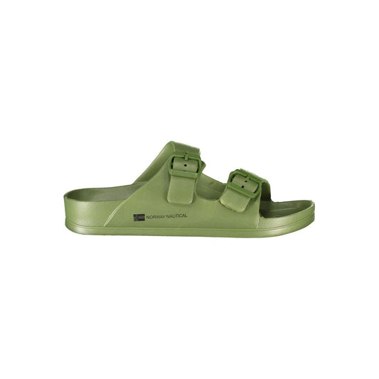 Sandals by Norway 1963 for men in plastic and green & print presents a sculptural silhouette, showcasing the signature style of the Men's Plastic Sandals with a sculptural and sculptural .