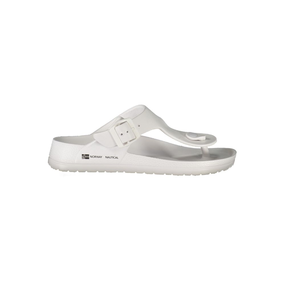 Flip-Flop Sandals by Norway 1963 for women in plastic white & print showcases a sculptural silhouette as Women's Plastic Flip-Flop Sandals, defined by a sculptural and sculptural for a sculptural look.