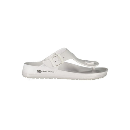 Flip-Flop Sandals by Norway 1963 for women in plastic white & print showcases a sculptural silhouette as Women's Plastic Flip-Flop Sandals, defined by a sculptural and sculptural for a sculptural look.