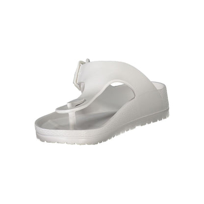 Flip-Flop Sandals by Norway 1963 for women in plastic white & print showcases a sculptural silhouette as Women's Plastic Flip-Flop Sandals, defined by a sculptural and sculptural for a sculptural look.