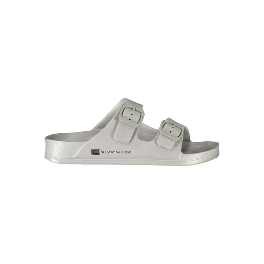 Flat Sandals by Norway 1963 for women in plastic gray, signature & print presents a sculptural silhouette, showcasing the Women's Plastic Flat Sandals design with a sculptural flat and for a premium look.