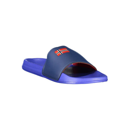 Sandals by Norway 1963 for men in plastic and blue & print presents a sculptural silhouette, showcasing the signature style of the Talk Men's Plastic Sandals with a sculptural and sculptural .