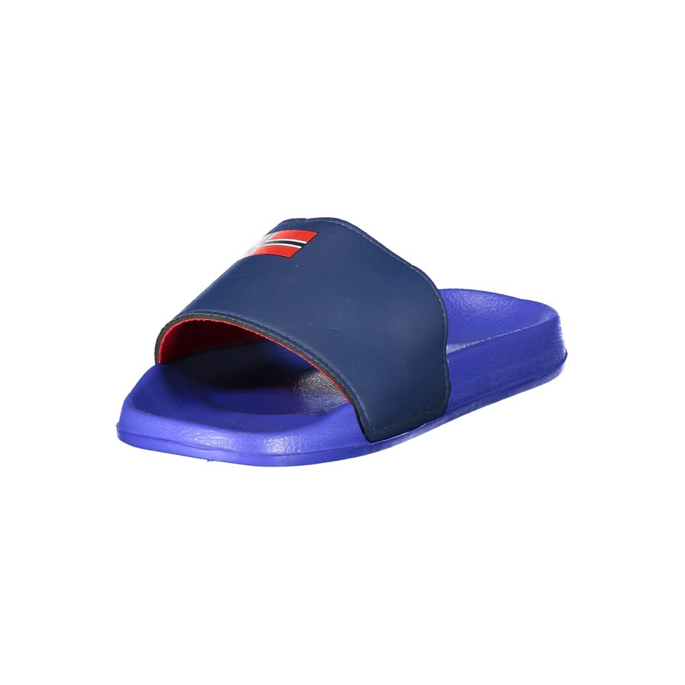 Sandals by Norway 1963 for men in plastic blue & print features an architectural silhouette, showcasing the architectural Talk Men's Plastic Sandals with a and .