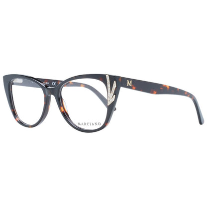 Eyeglasses Frames by Marciano by Guess for women in brown showcases a reflective silhouette, artfully incorporating a sophisticated brown coloured frame with a distinct full-frame frame design.