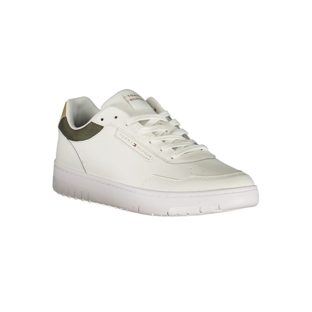 Sneakers by Tommy Hilfiger for men in polyester polyethylene leather beige, green & white features a sumptuous design, perfectly showcasing the sumptuous fashion style of this Men's Fashion Polyester Polyethylene Leather Sneakers.