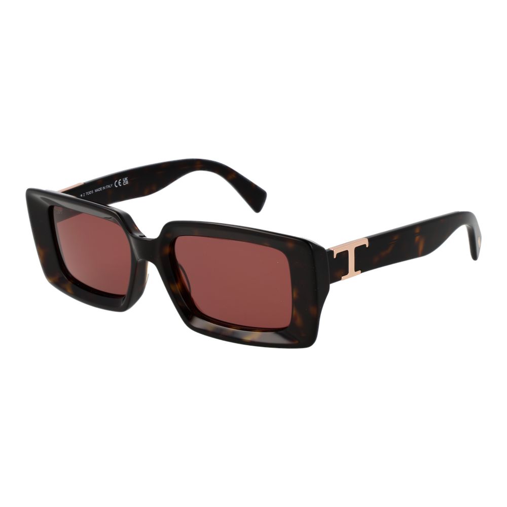 Sunglasses by Tod's for women in brown & rose features a sumptuous silhouette, showcasing a sumptuous rectangle full-rim frame design in brown coloured frame with high-performance .