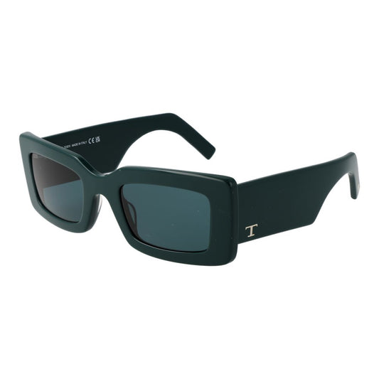 This Sunglasses by Tod's for women in acetate green presents a sumptuous silhouette, showcasing a sumptuous rectangle full-rim frame design in green coloured frame and high-performance non-polarized category-3-dark-tint lens.