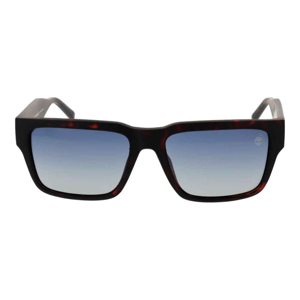 Sunglasses by Timberland for men in plastic brown features a sumptuous silhouette, showcasing a sumptuous rectangle full-rim frame design in brown coloured frame with high-performance polarized gradient category-2-medium-tint lens.