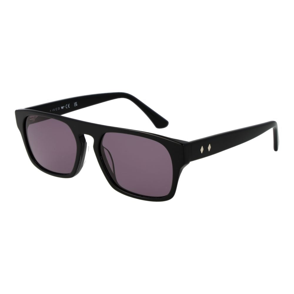 Sunglasses by Web for unisex in acetate black features a sumptuous silhouette, showcasing a sumptuous rectangle full-rim frame design in black coloured frame with high-performance non-polarized category-3-dark-tint lens.