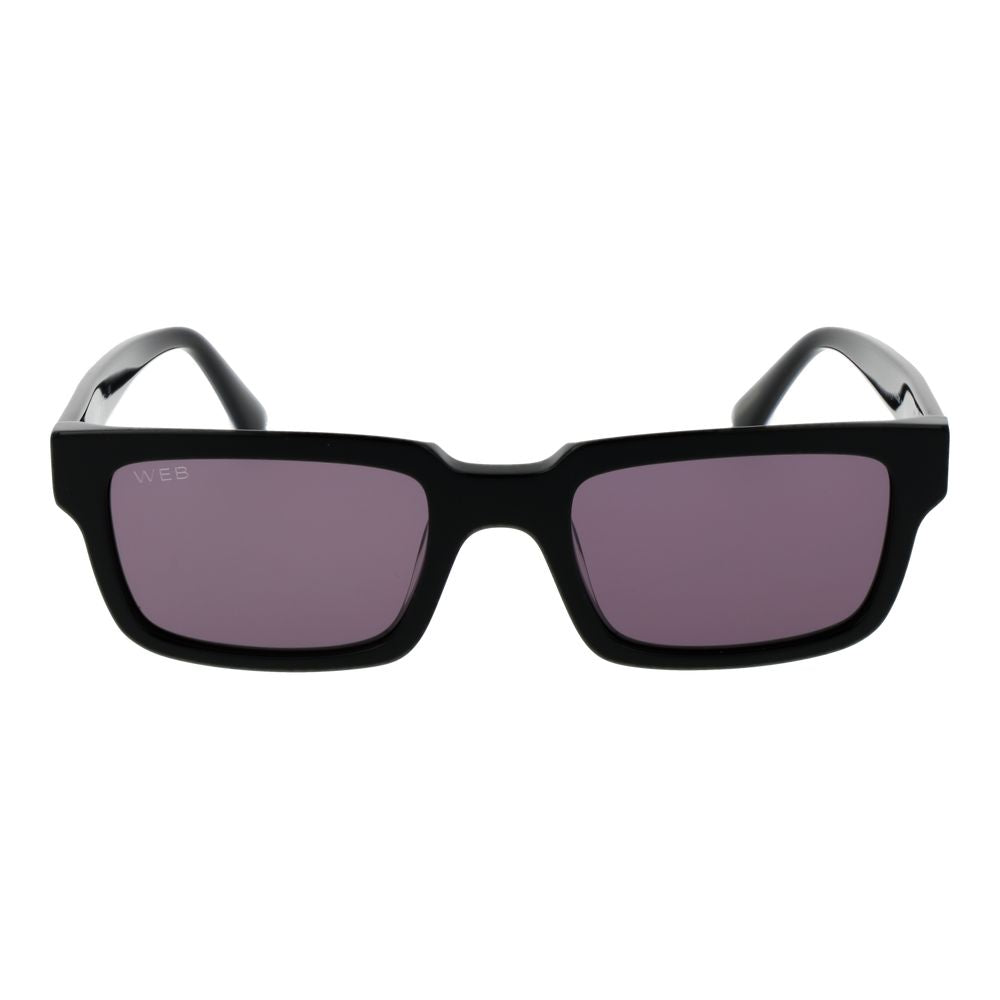 Sunglasses by Web for men in acetate and black presents a sumptuous silhouette, featuring black coloured frame and rectangle full-rim frame design with non-polarized category-3-dark-tint lens for a sumptuous look.