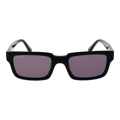 Sunglasses by Web for men in acetate and black presents a sumptuous silhouette, featuring black coloured frame and rectangle full-rim frame design with non-polarized category-3-dark-tint lens for a sumptuous look.
