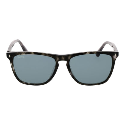 This Sunglasses by Web for men in acetate black presents a sumptuous silhouette, showcasing a sumptuous full-rim trapezium frame design in black coloured frame and high-performance non-polarized category-2-medium-tint lens.