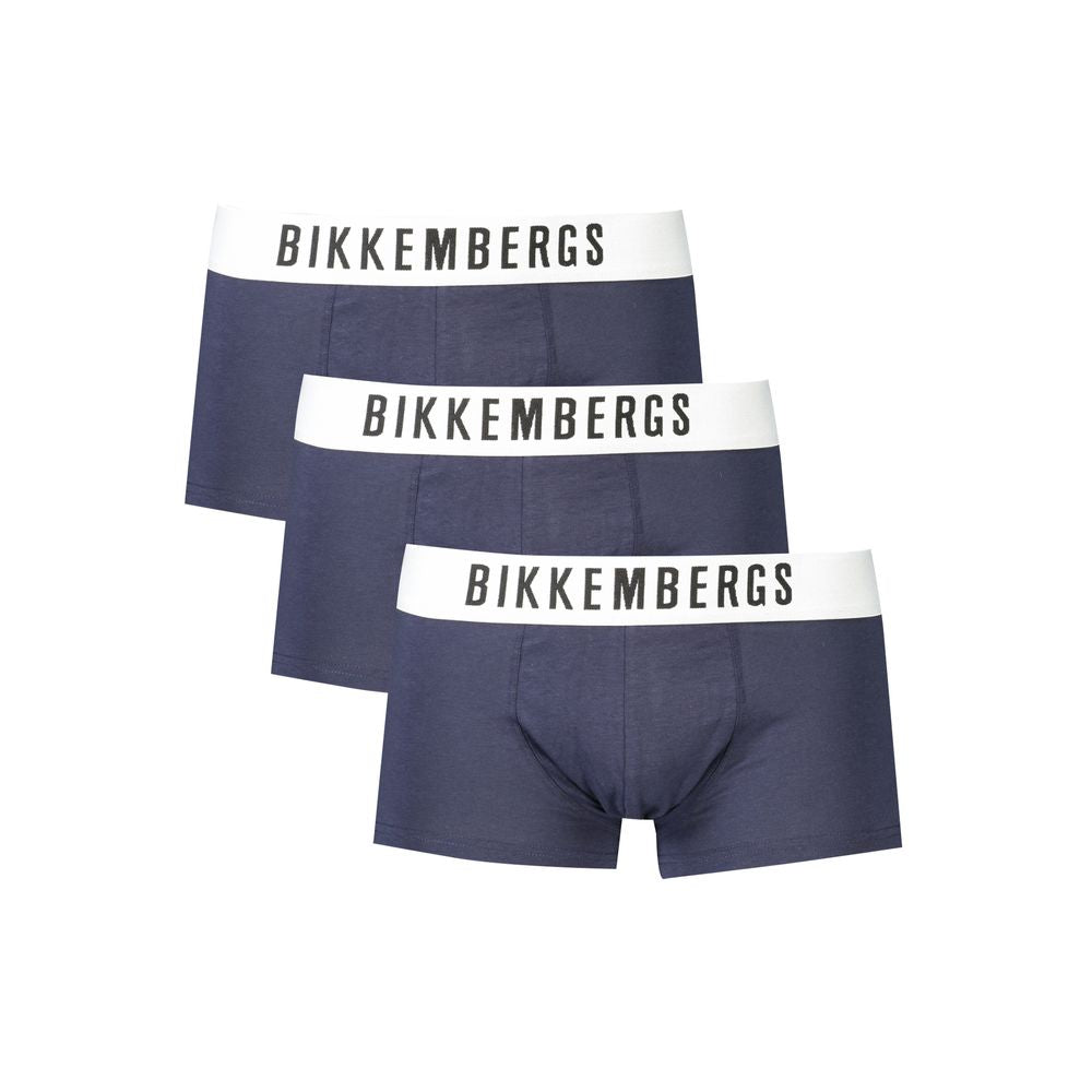 Underwear Boxer Shorts by Bikkembergs for men in cotton blue & print features an sleek fit, showcasing the sleek design of this Men's Cotton Underwear Boxer Shorts.