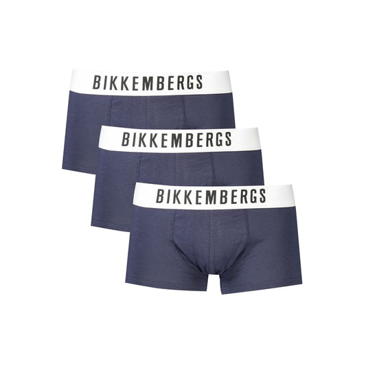 Underwear Boxer Shorts by Bikkembergs for men in cotton blue & print features an sleek fit, showcasing the sleek design of this Men's Cotton Underwear Boxer Shorts.