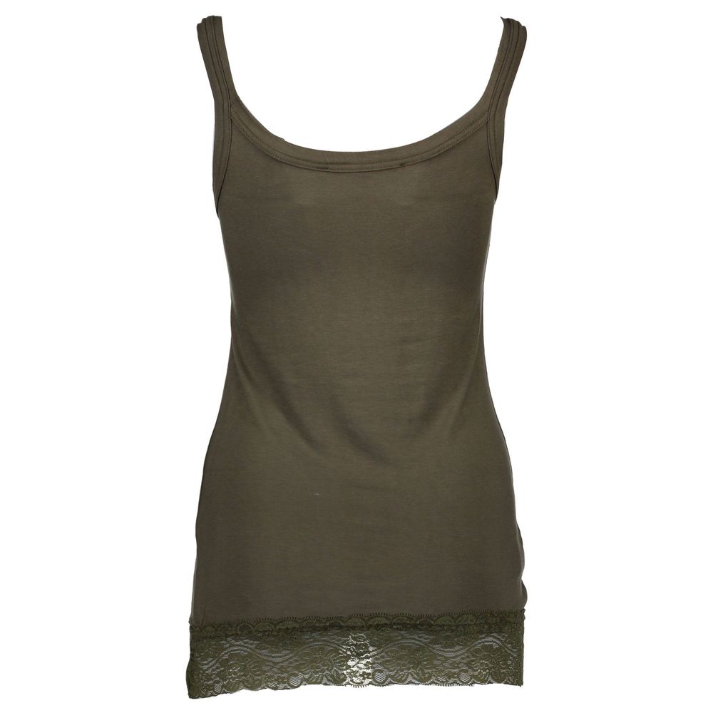 T-Shirt by Silvian Heach for women in stretch cotton green showcases a chic silhouette, artfully detailed with a chic and for a chic finish.