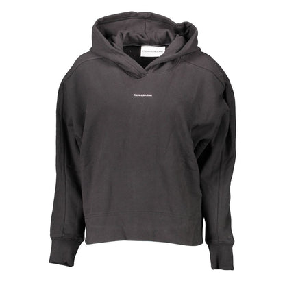 Hooded Sweatshirt Sweater by Calvin Klein for women in organic cotton black showcases a discreet silhouette, finished with a discreet hooded neckline and for a discreet look.